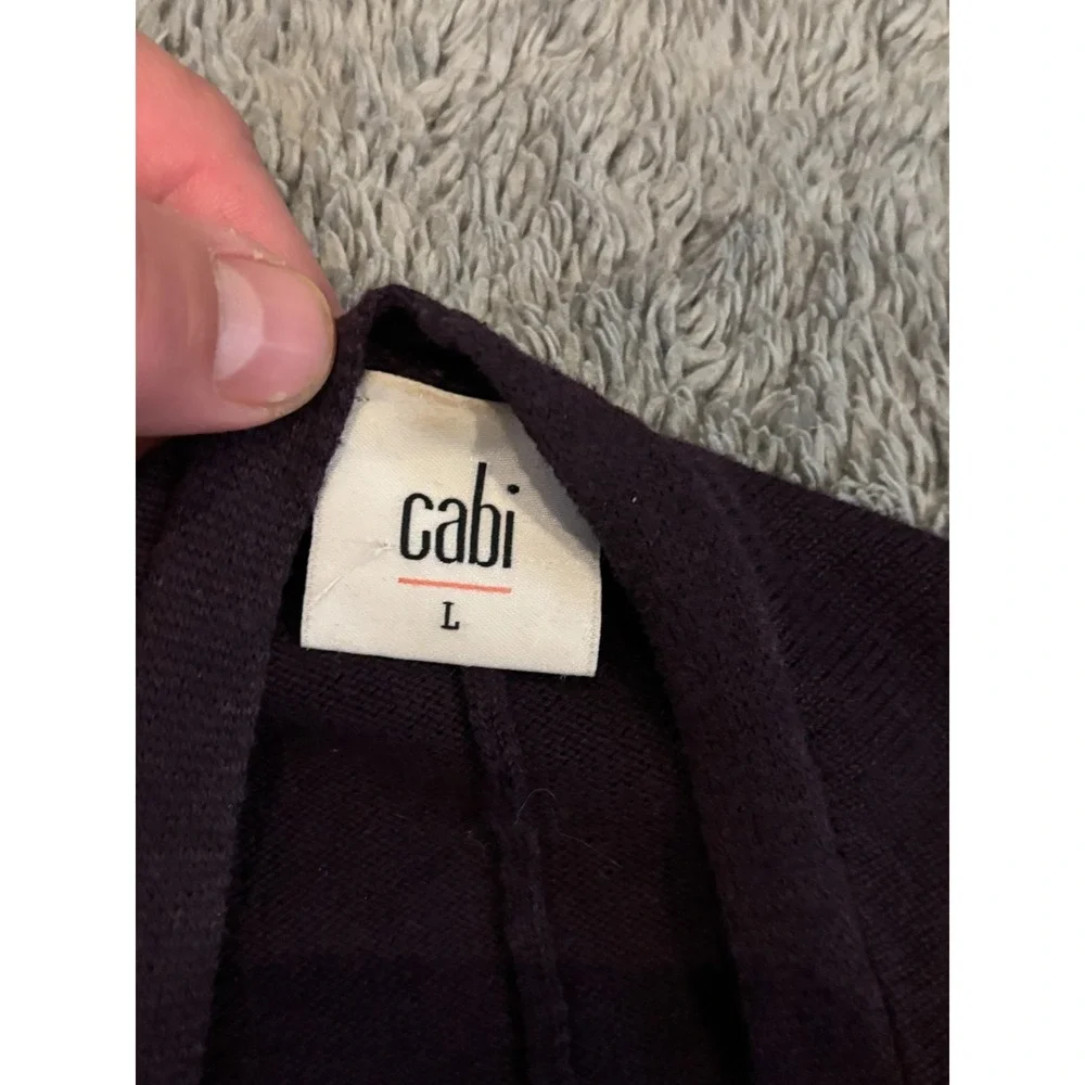 CAbi Drape Front Sugar Plum Cardigan Sweater Womens Large Open Stretch